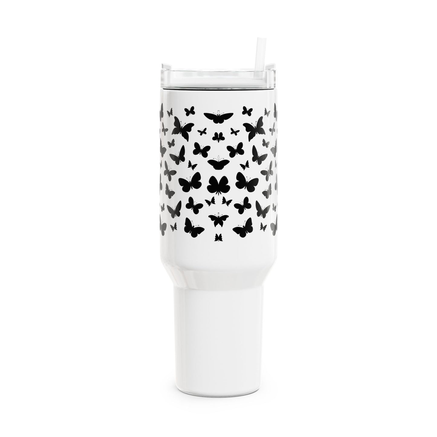 SCHMETTERLINGS MUSTER FALTER TIERMOTIV • Tumbler mit Henkel & Strohhalm • XXL Reisebecher 1,2L