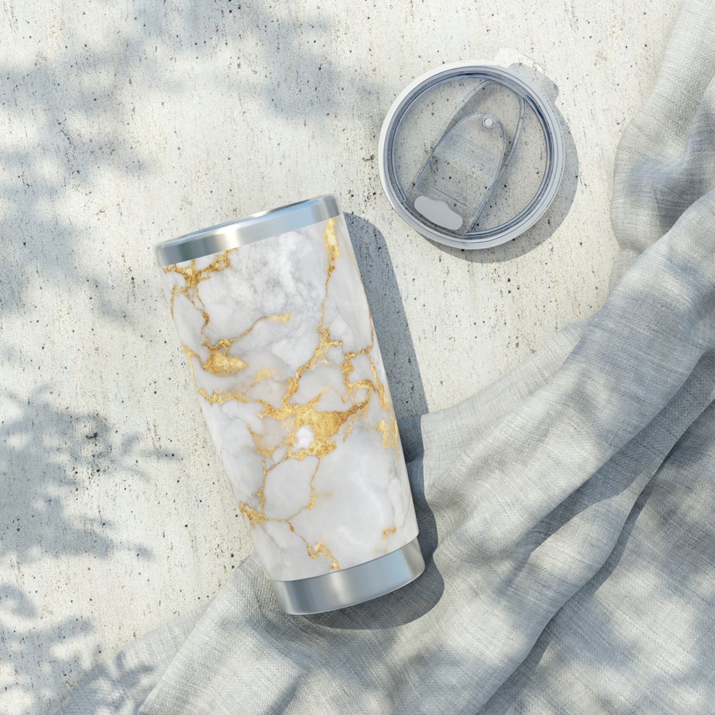 GOLDOPTIK MARMOR Luxus Getränkebecher • Thermo-Reisebecher XL • 590 ml • Tumbler Vagabond