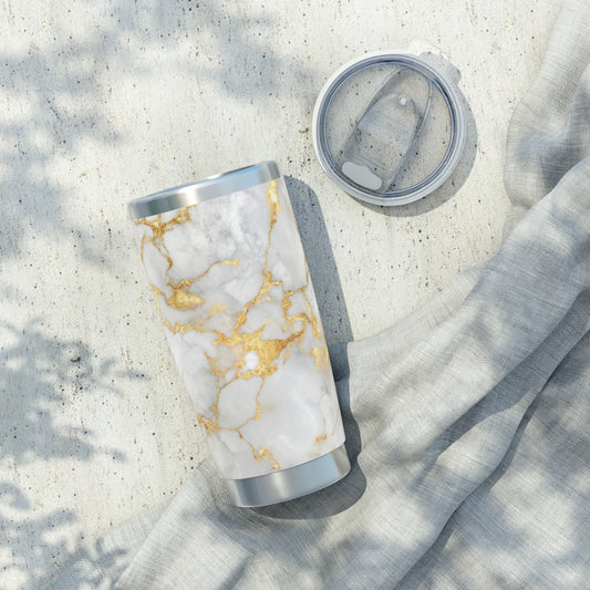 GOLDOPTIK MARMOR Luxus Getränkebecher • Thermo-Reisebecher XL • 590 ml • Tumbler Vagabond