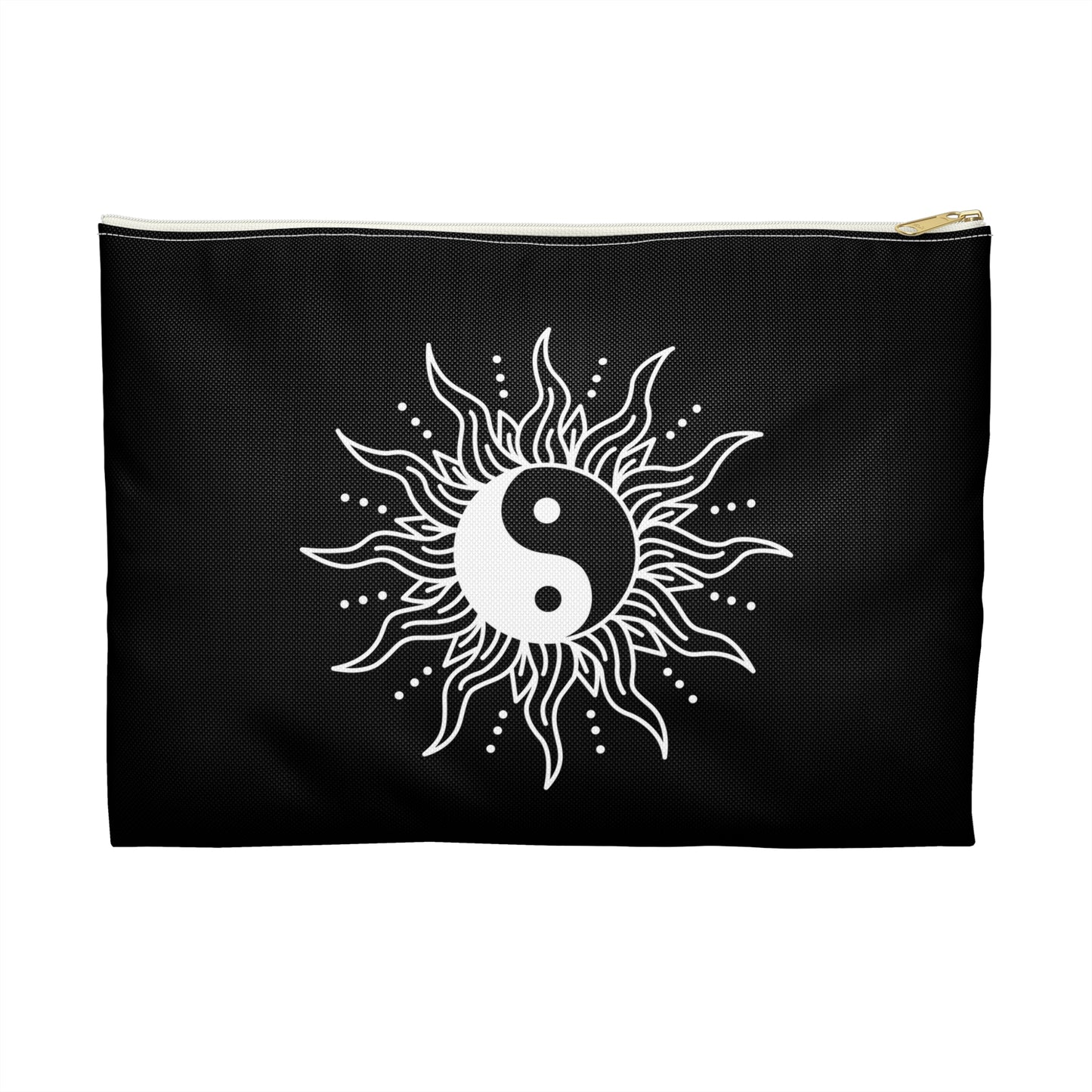 YING YANG SYMBOL SONNE MOND • Handtaschen Organizer Schwarz Flach mit Reißverschluss • Groß & Klein