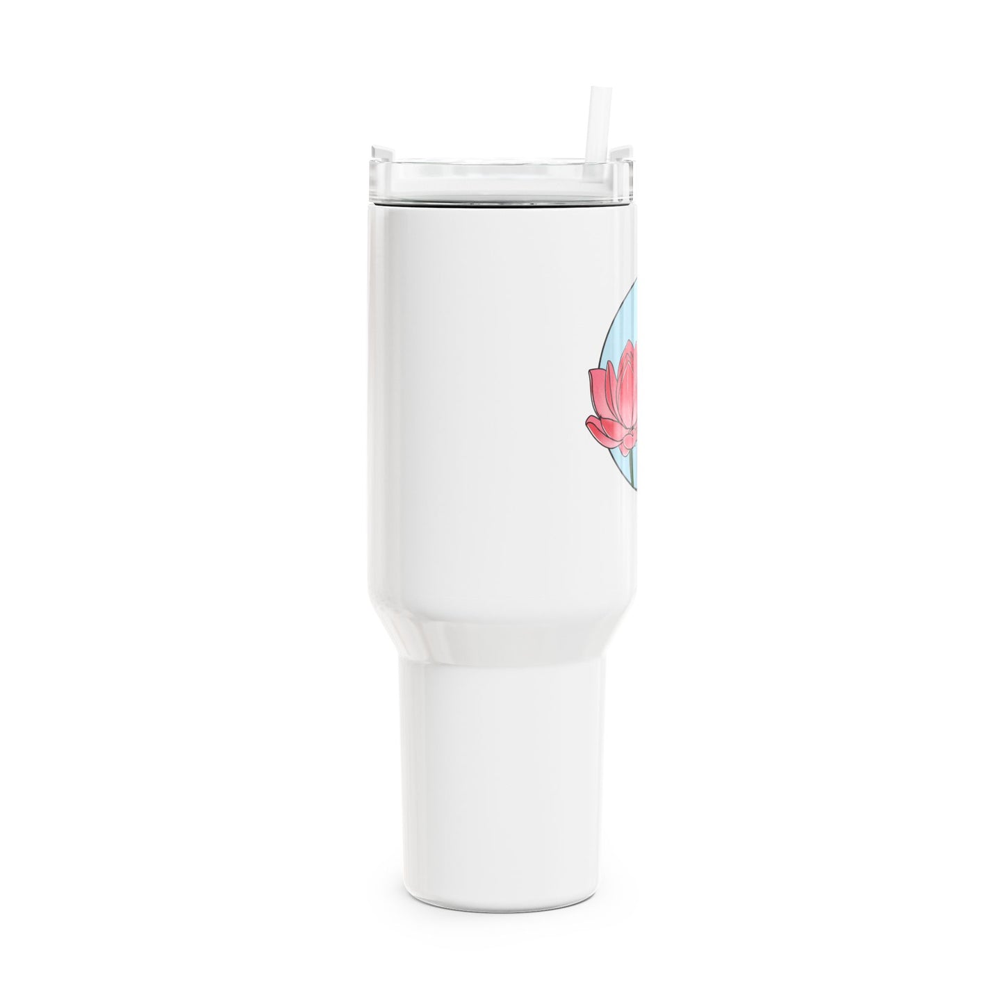 LOTUSBLUMEN ROSA PINK BLUMENMOTIV • Tumbler mit Henkel & Strohhalm • XXL Reisebecher 1,2L - YOGA SANTA