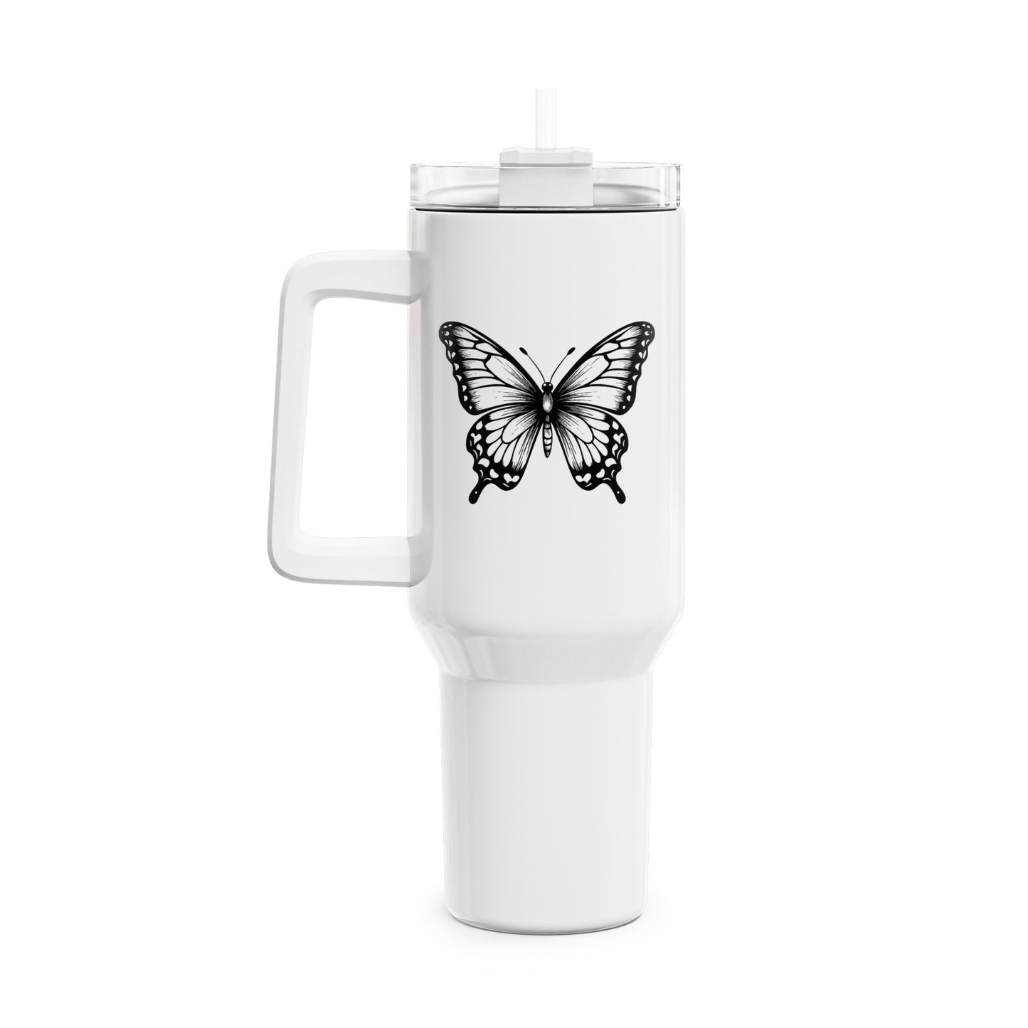 SCHMETTERLING CLIPART BILDCHEN • Tumbler mit Henkel & Strohhalm • XXL Reisebecher 1,2L
