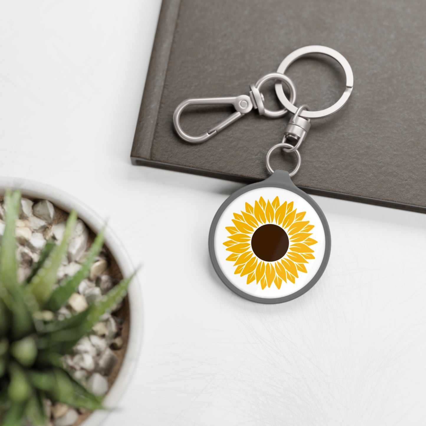 SONNENBLUME • Edler Luxus Schlüsselanhänger mit Karabiner für Frauen & Männer