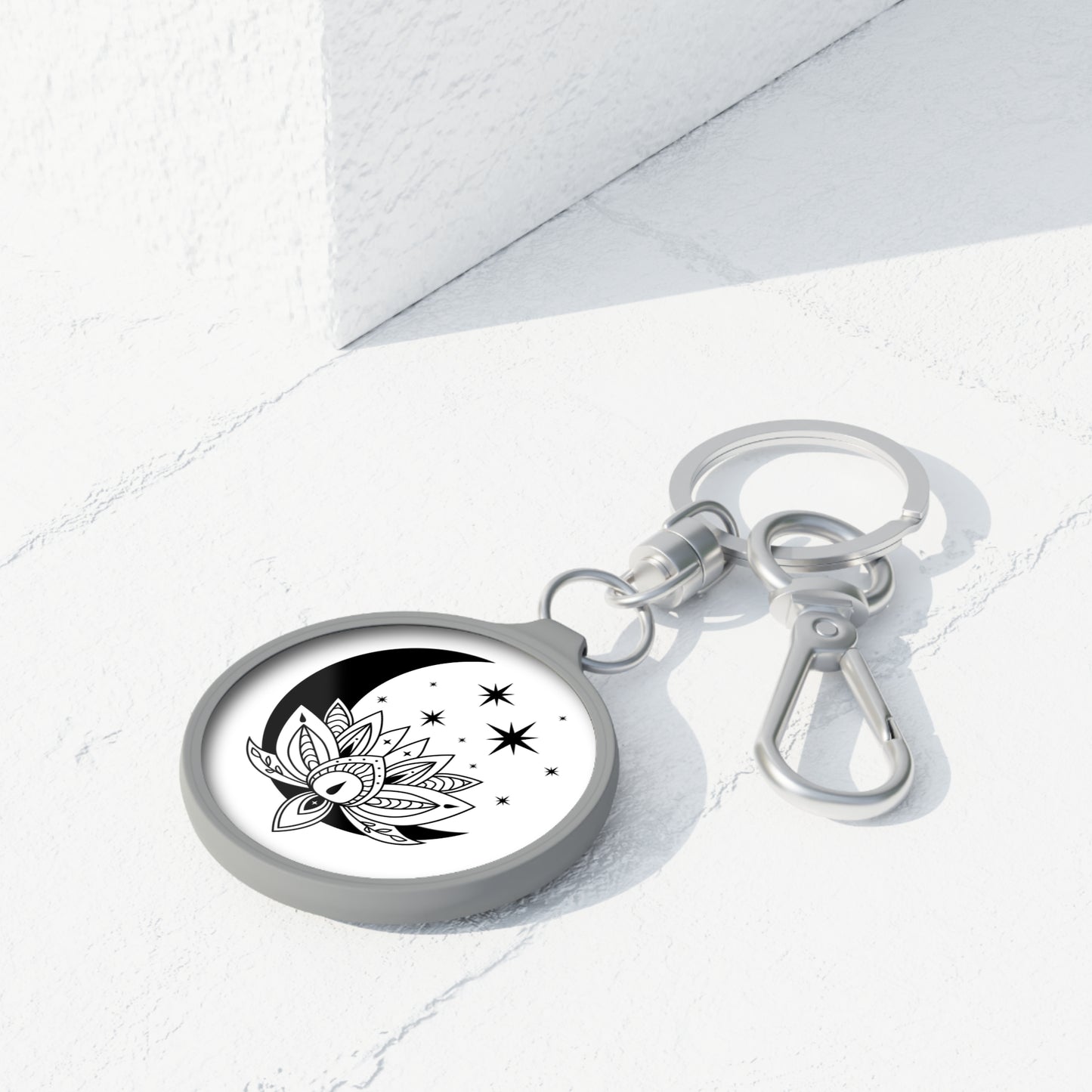 MOND BLUME LOTUS STERNE • Edler Luxus Schlüsselanhänger mit Karabiner für Frauen & Männer