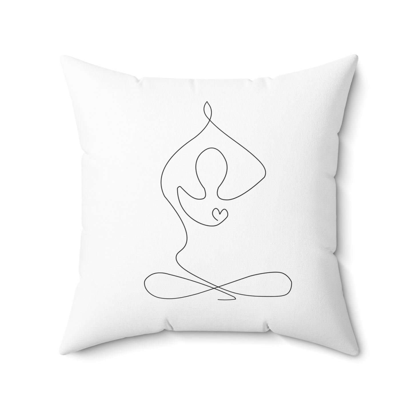 YOGA POSE MEDITATION EINE-LINIE-ZEICHNUNG minimalistisches Design • Deko Kissen mit Reißverschluss Quadratisch Weiss