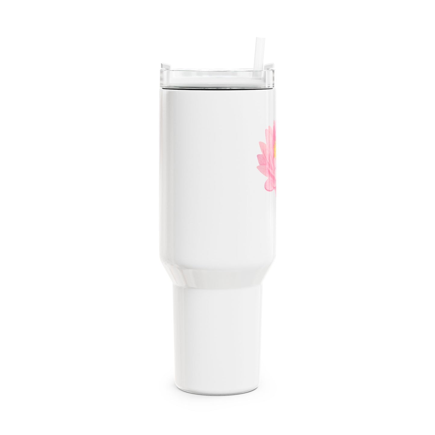 LOTUSBLÜTE AQUARELL ZEICHNUNG ROSA PINK • Tumbler mit Henkel & Strohhalm • XXL Reisebecher 1,2L