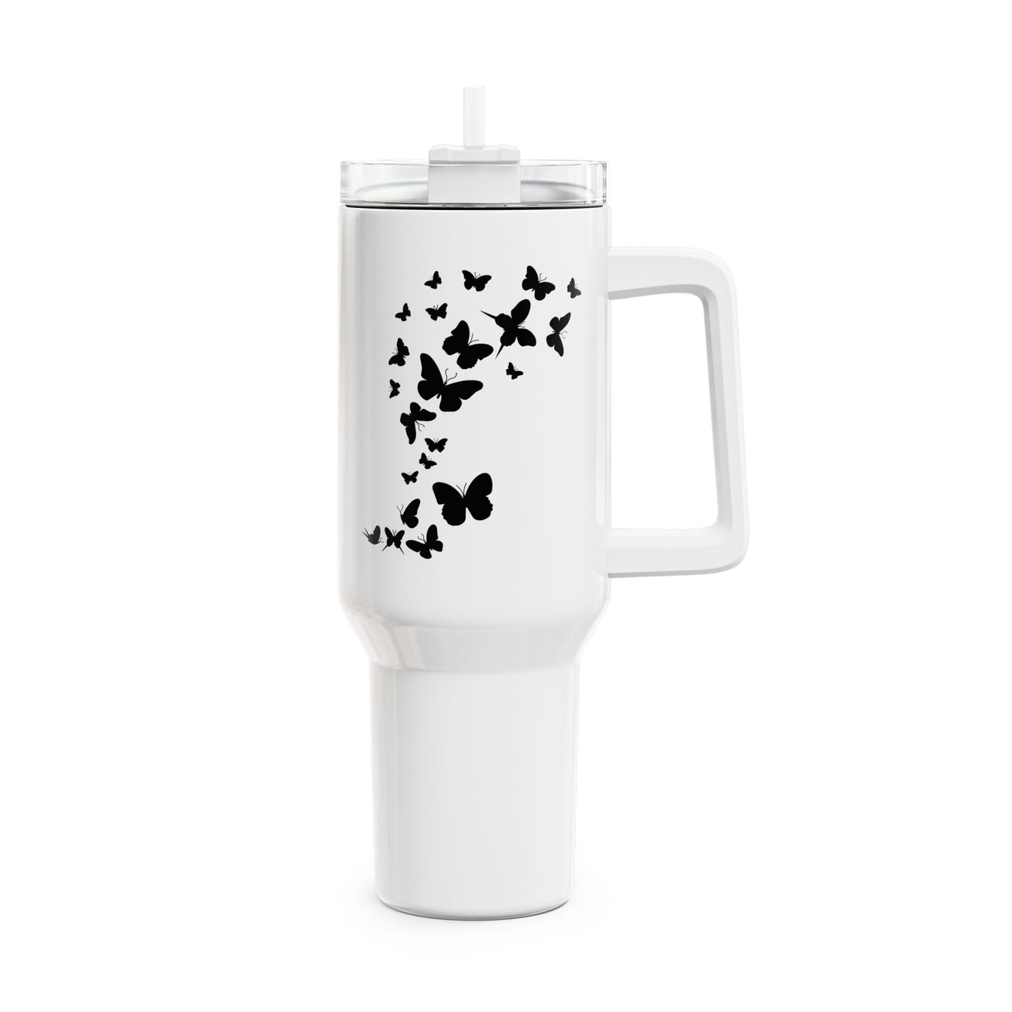 SCHMETTERLINGE FALTER TIERMOTIV • Tumbler mit Henkel & Strohhalm • XXL Reisebecher 1,2L