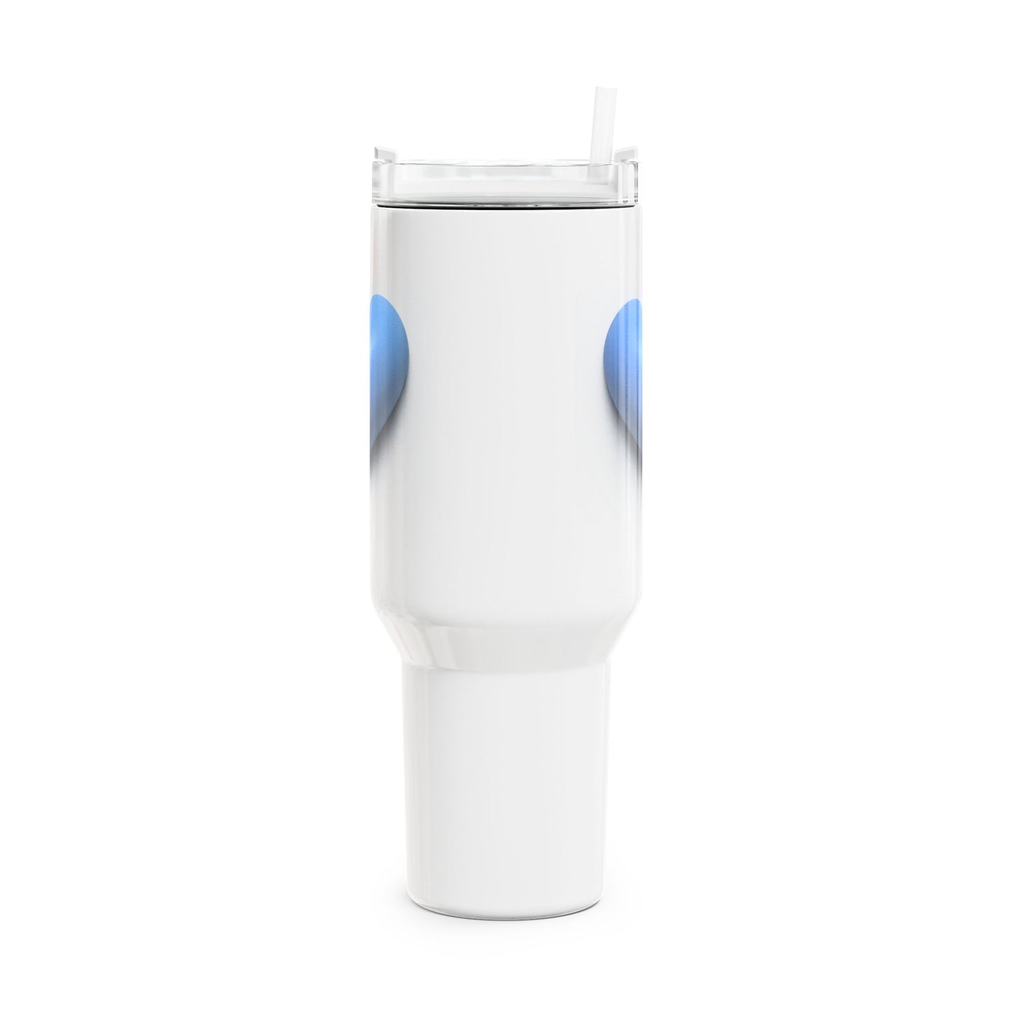 BLAUES HERZ 3D ILLUSION • Tumbler mit Henkel & Strohhalm • XXL Reisebecher 1,2L