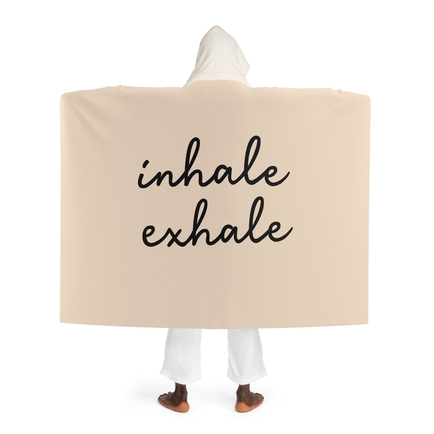 INHALE EXHALE - YOGA Atemmeditation FITNESS SPORT • Kapuzen Kuscheldecke Beige Creme • Wohndecke Sherpa 130cm x 180cm
