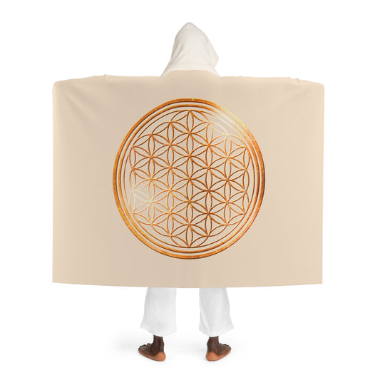 BLUME DES LEBENS • Kapuzen Kuscheldecke Beige Creme • Wohndecke Sherpa 130cm x 180cm