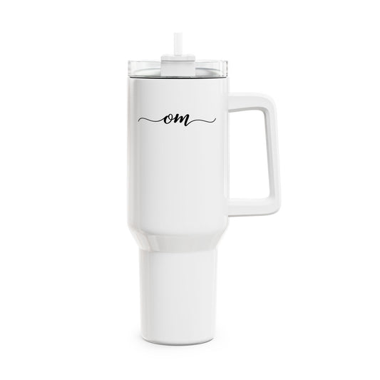OM OHM MANTRA YOGA SPRUCH • Tumbler mit Henkel & Strohhalm • XXL Reisebecher 1,2L