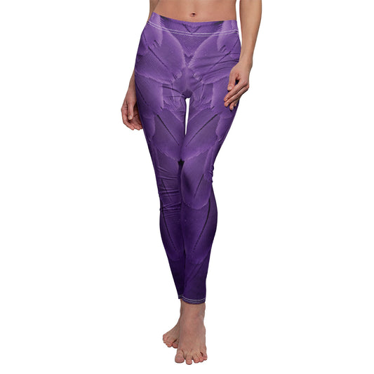 LILA VOGELFEDERN ANIMAL PRINT • Extravagant Außergewöhnlich • Damen Leggins Bunt • Beste Leggings für Sport & Freizeit