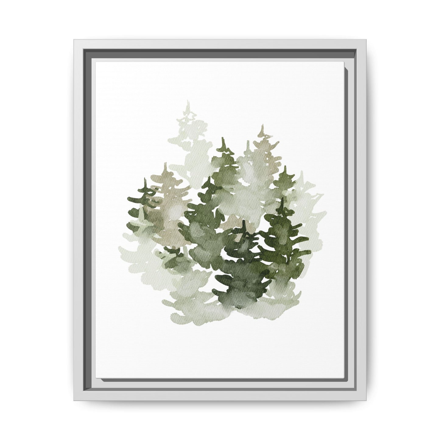 Wald Aquarell Zeichnung • Naturmotiv Gerahmte Leinwand  Schwarz Weiss er Holzrahmen • Framed (Multi-color)