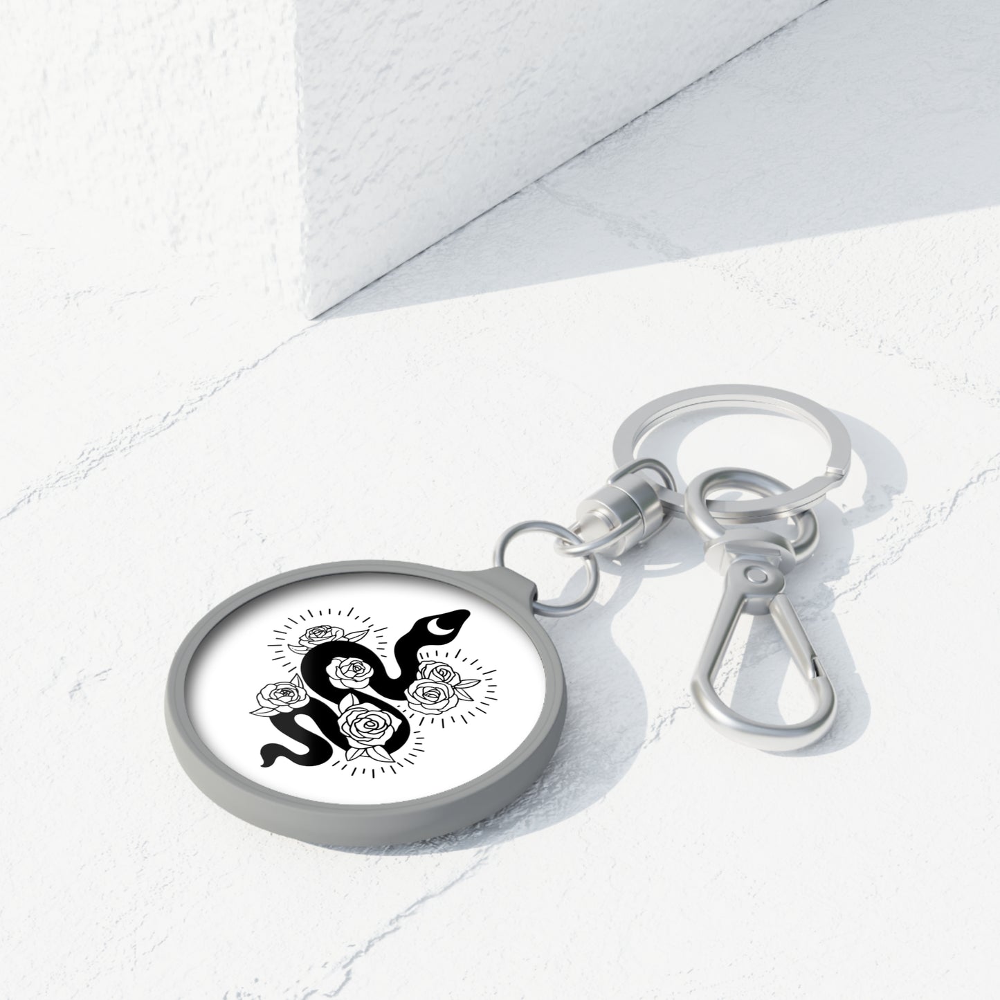 SCHLANGE ROSEN MOND - SPIRITUELLES TIER • Edler Luxus Schlüsselanhänger mit Karabiner für Frauen & Männer