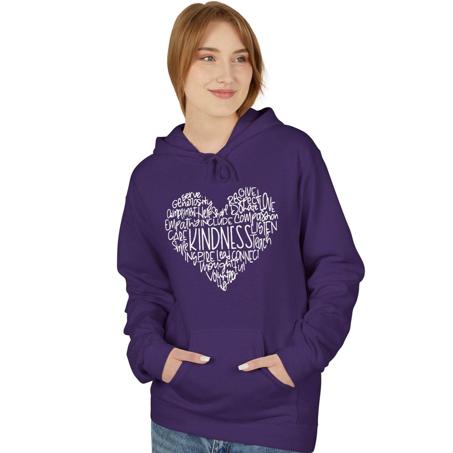 KINDNESS HERZ HERZCHEN BILD LOVE SCHRFIT LIEBESBEWEIS LIEBESBOTSCHAFT • Kuschelweicher Hoodie für Damen & Herren • Baumwolle 🌿