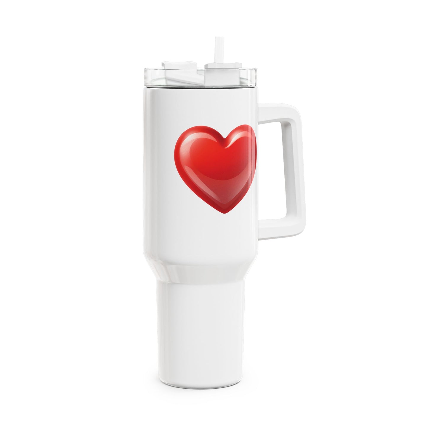 HERZ ROT HERZCHEN KNALLROT • Tumbler mit Henkel & Strohhalm • XXL Reisebecher 1,2L