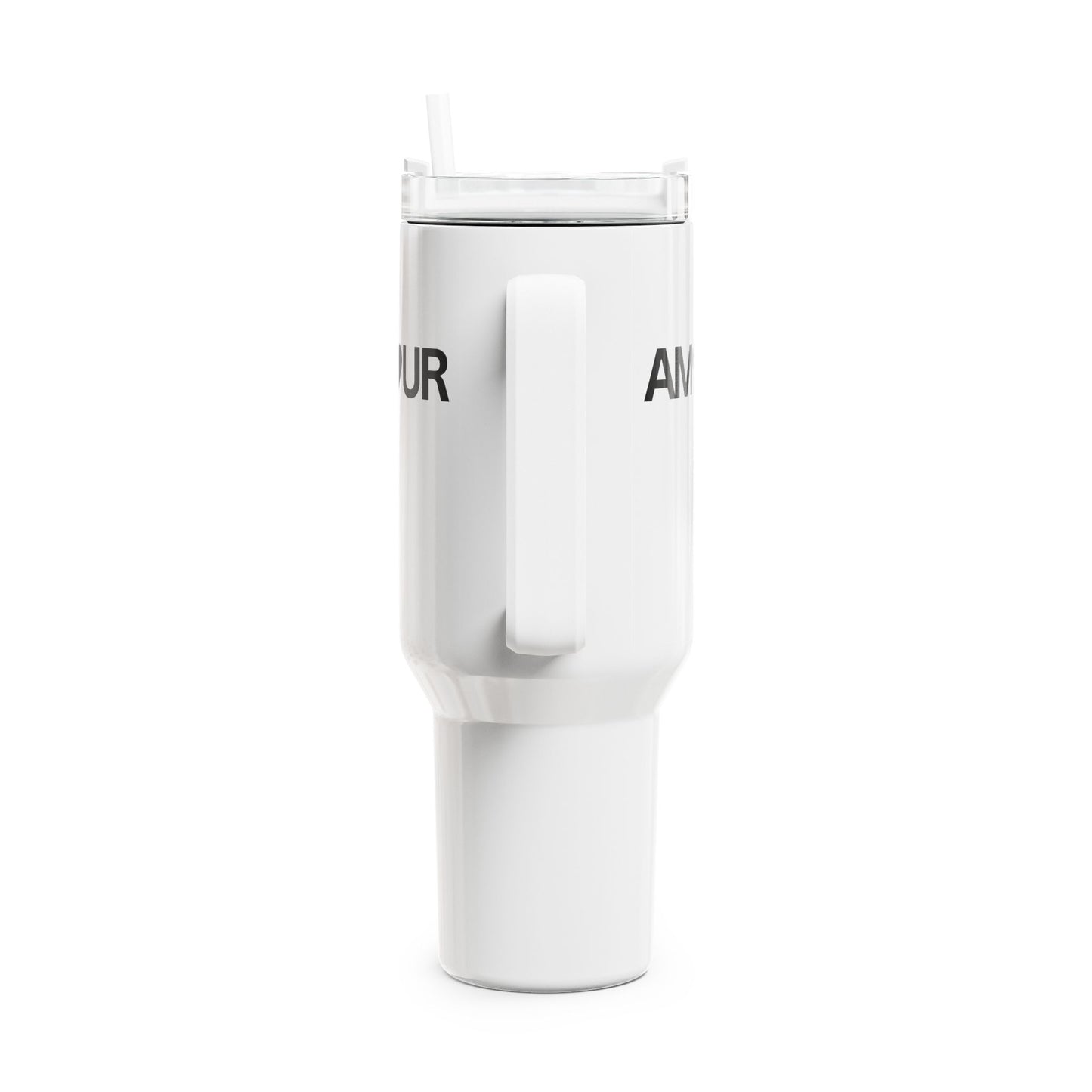 AMOUR HERZ - LIEBESBEWEIS LIEBESBOTSCHAFT • Tumbler mit Henkel & Strohhalm • XXL Reisebecher 1,2L