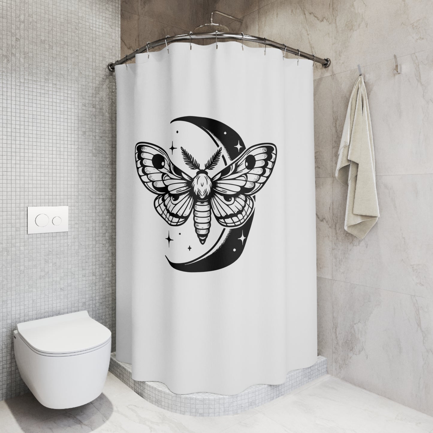 MOTTE MOND STERNE TRANSFORMATION •  Duschvorhang 180x200 cm Weiss