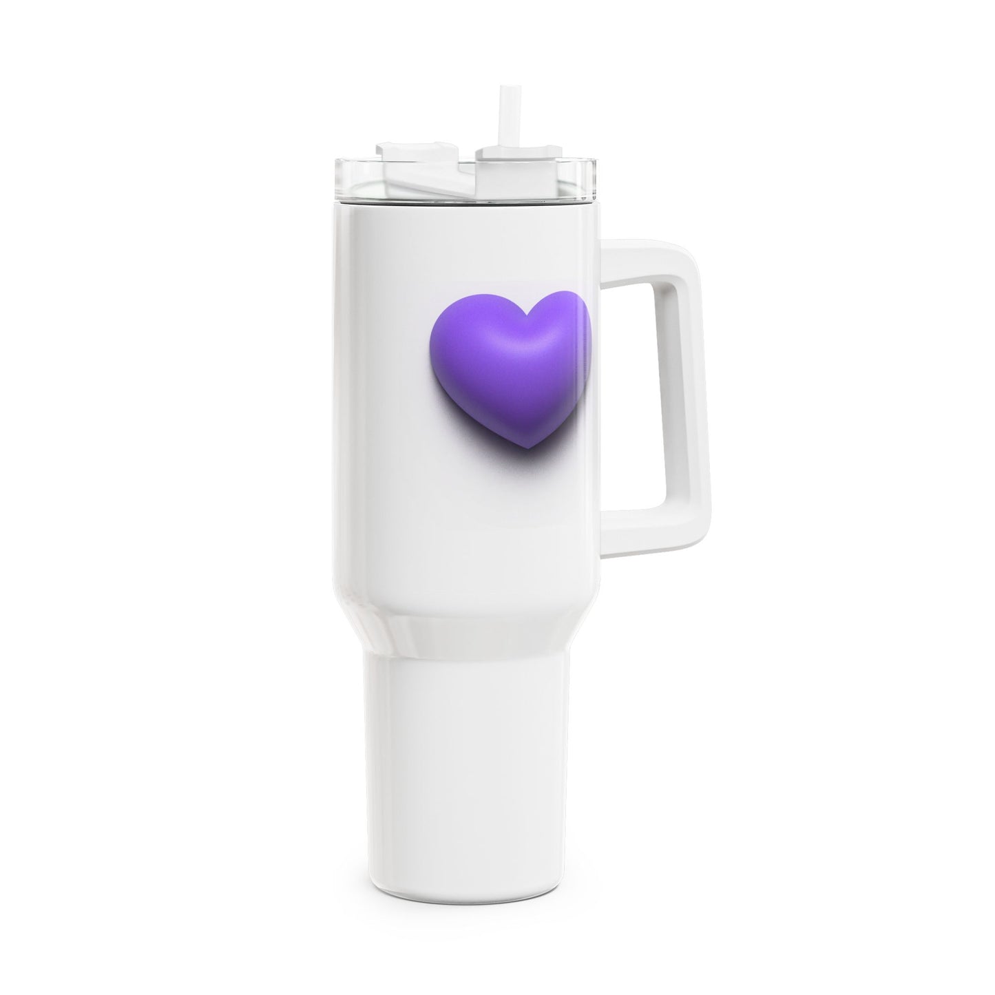 HERZ LILA VIOLETT 3D Illusion • Tumbler mit Henkel & Strohhalm • XXL Reisebecher 1,2L