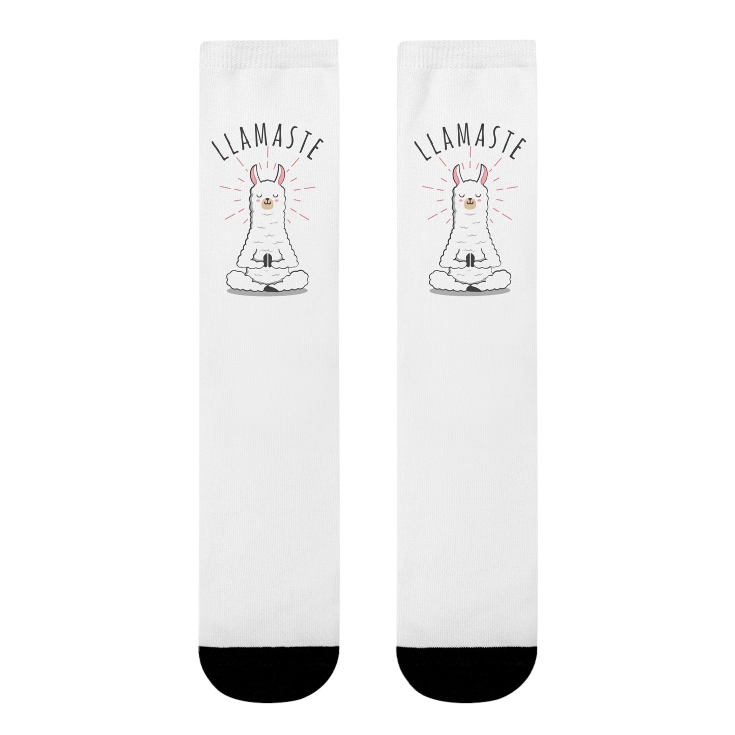 LLAMASTE LAMA NAMASTE SOCKEN COMIC ZEICHNUNG • HAPPY SOCKS Crew Socken Weiß mit Motiv