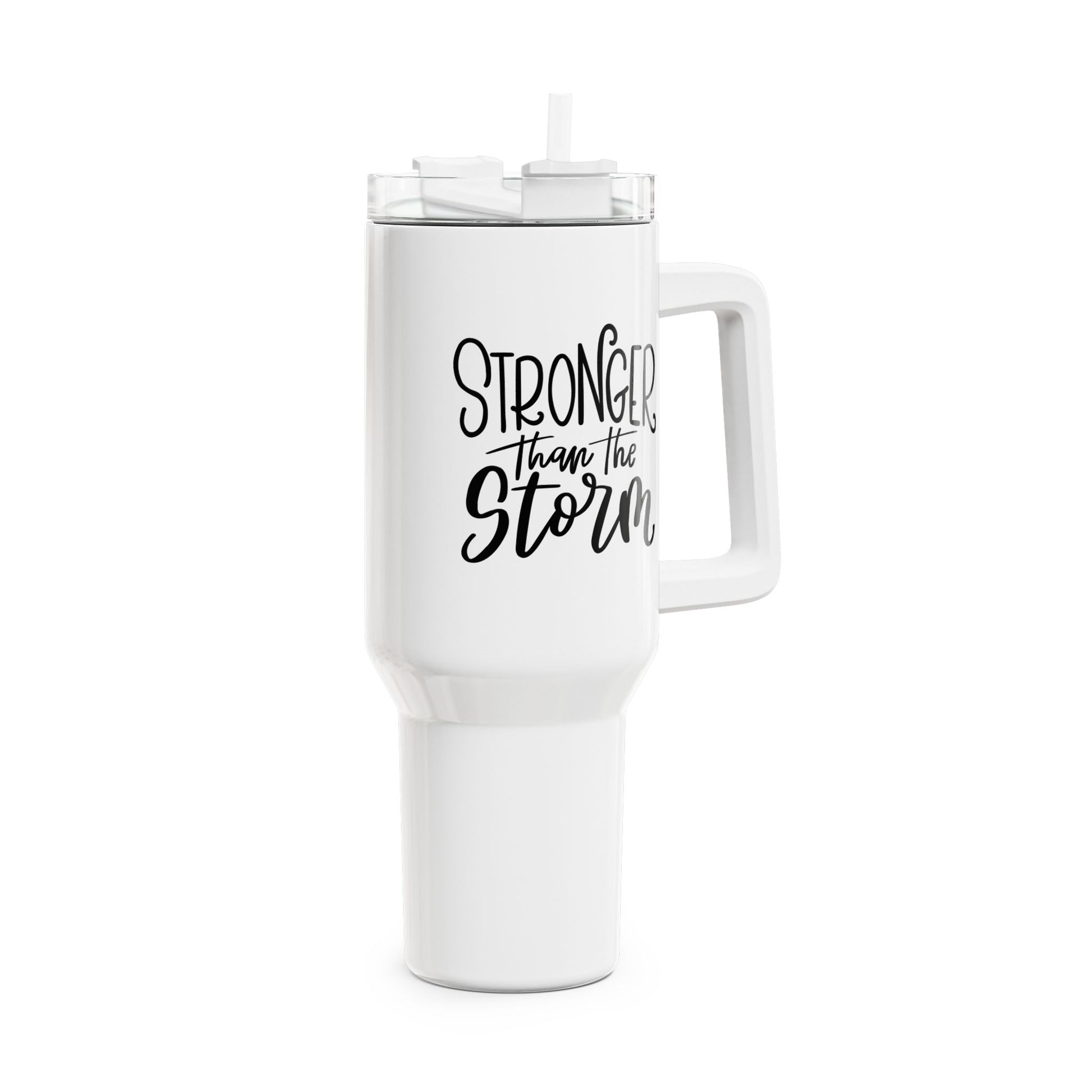 STRONGER THAN THE STORM • Tumbler mit Henkel & Strohhalm • XXL Reisebecher 1,2L - YOGA SANTA