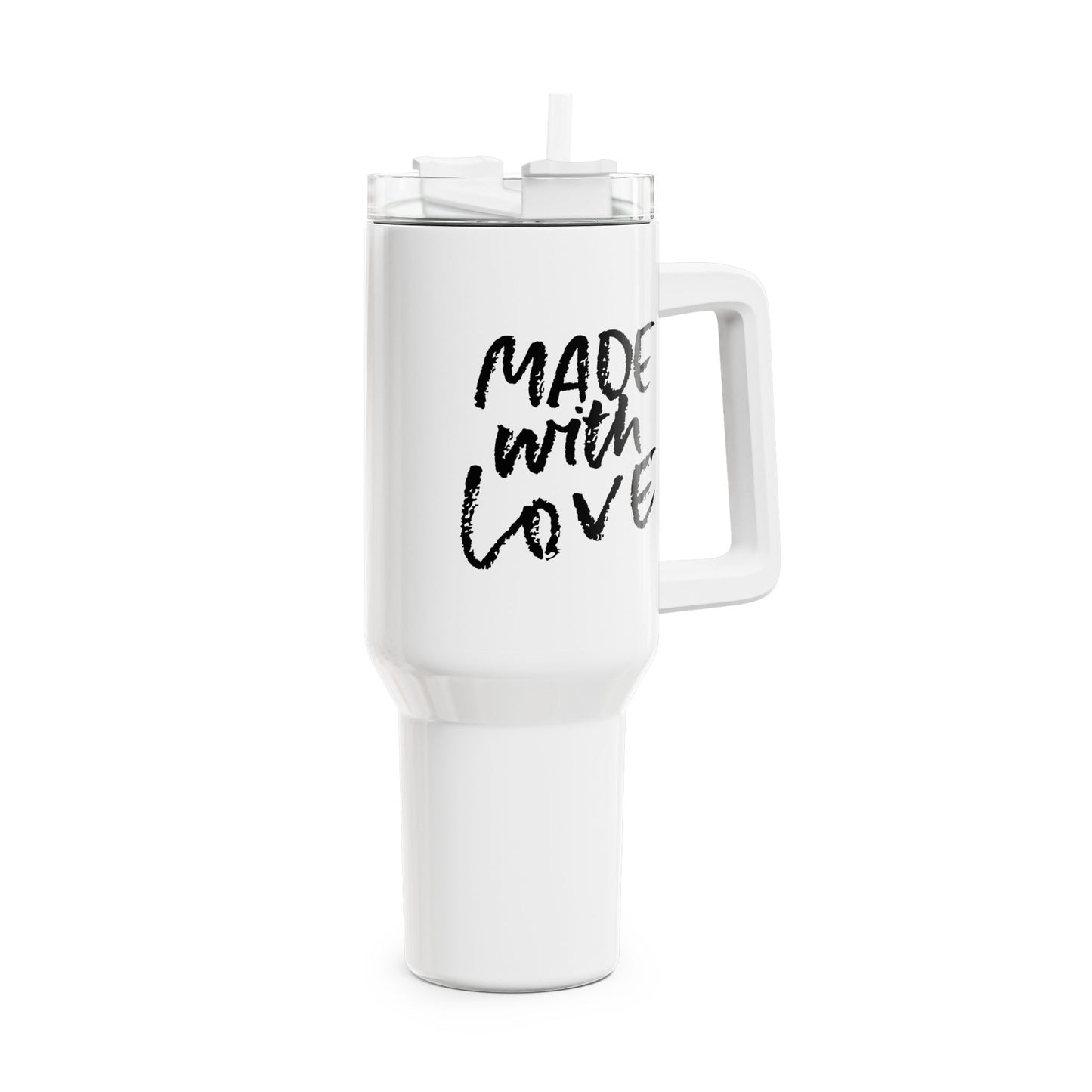 MADE WITH LOVE - Liebesbotschaft Liebes Geschenk • Tumbler mit Henkel & Strohhalm • XXL Reisebecher 1,2L - YOGA SANTA