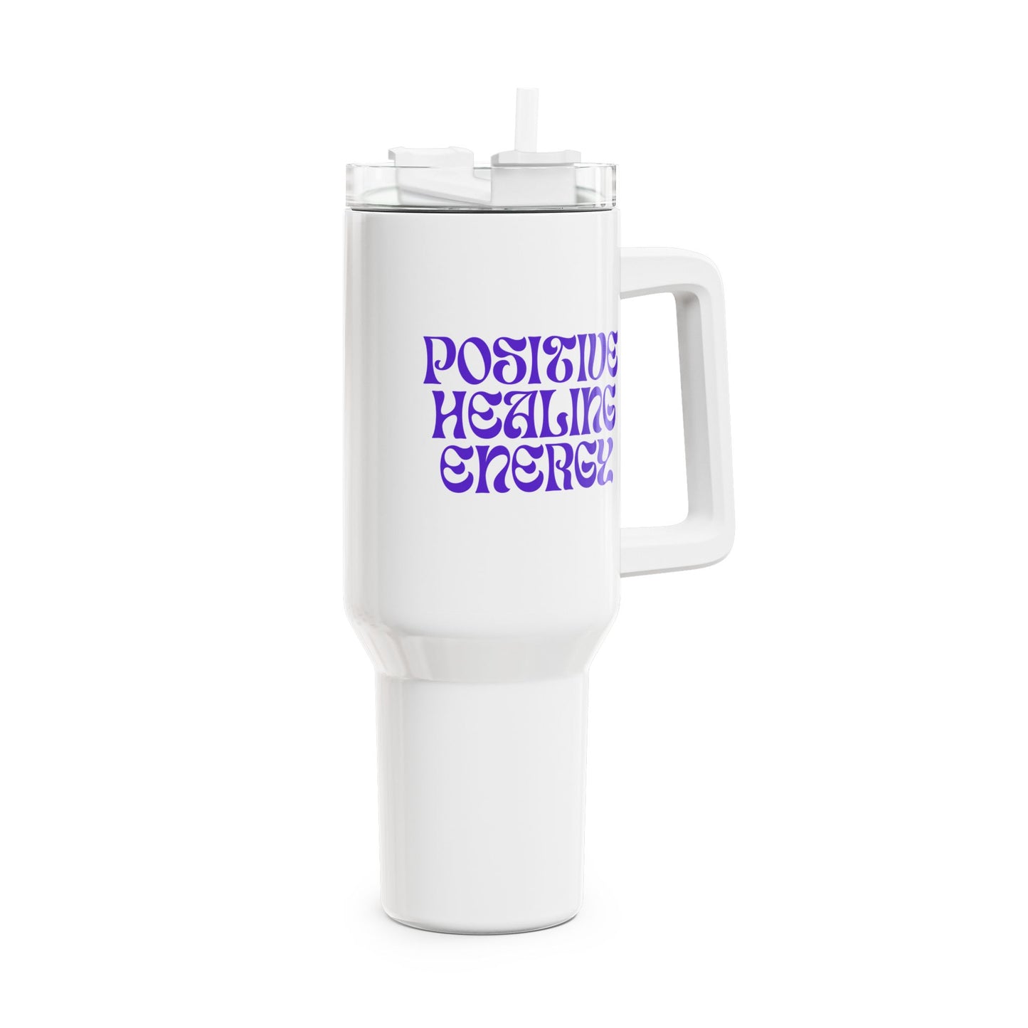 POSITIVE HEALING ENERGY • Tumbler mit Henkel & Strohhalm • XXL Reisebecher 1,2L - YOGA SANTA
