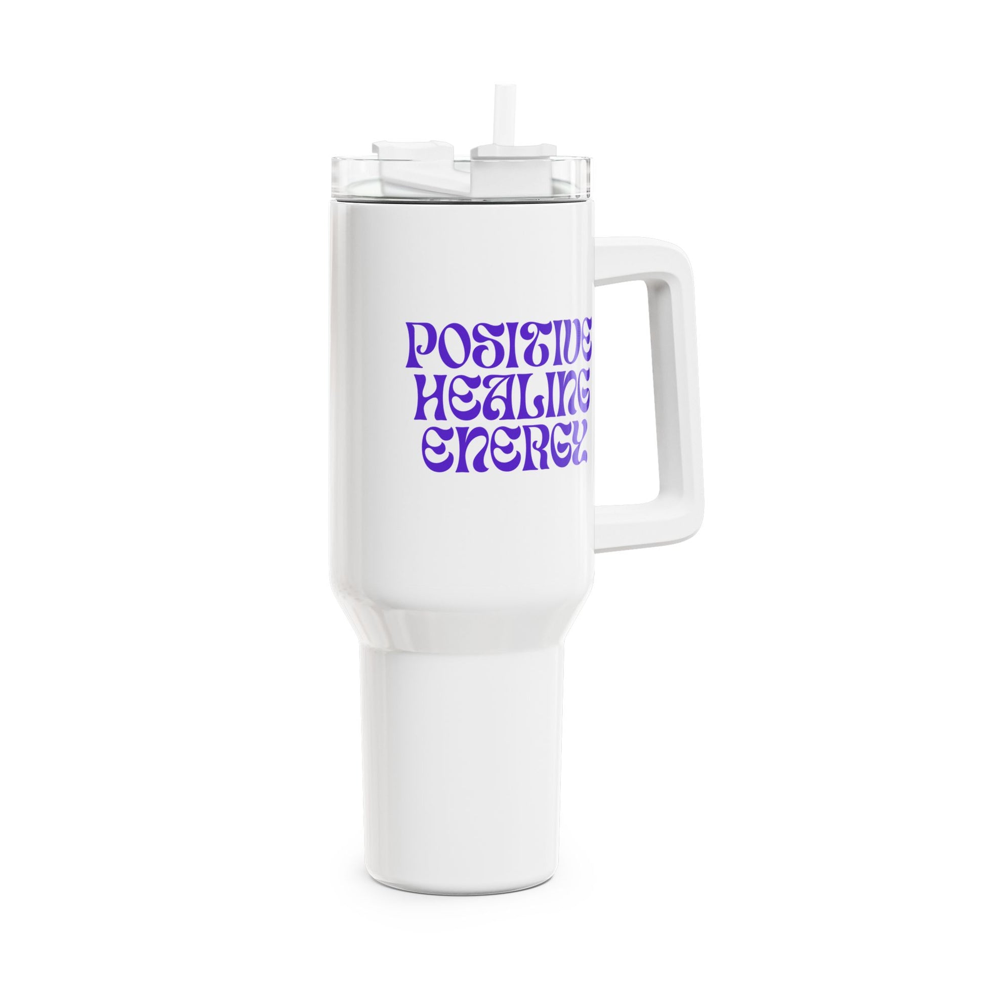 POSITIVE HEALING ENERGY • Tumbler mit Henkel & Strohhalm • XXL Reisebecher 1,2L - YOGA SANTA