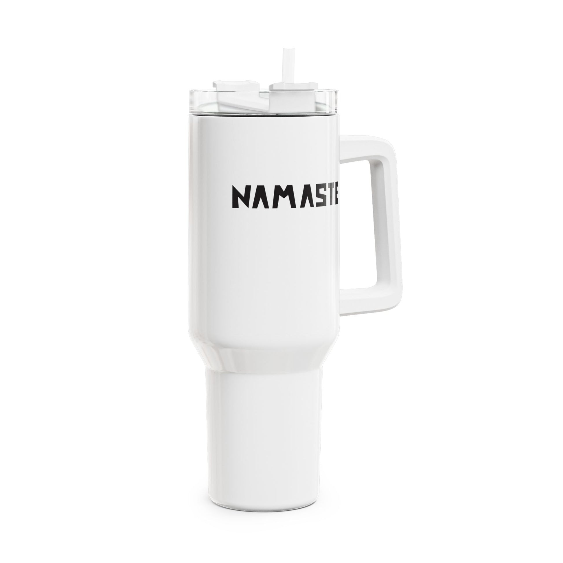 NAMASTE YOGA SPRUCH BEGRÜßGUNG • Tumbler mit Henkel & Strohhalm • XXL Reisebecher 1,2L - YOGA SANTA
