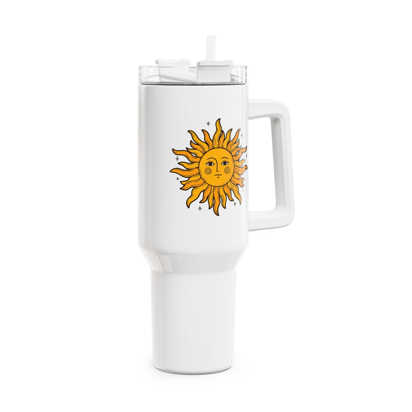 SONNE RETRO MOTIV VINTAGE STYLE • Tumbler mit Henkel & Strohhalm • XXL Reisebecher 1,2L - YOGA SANTA