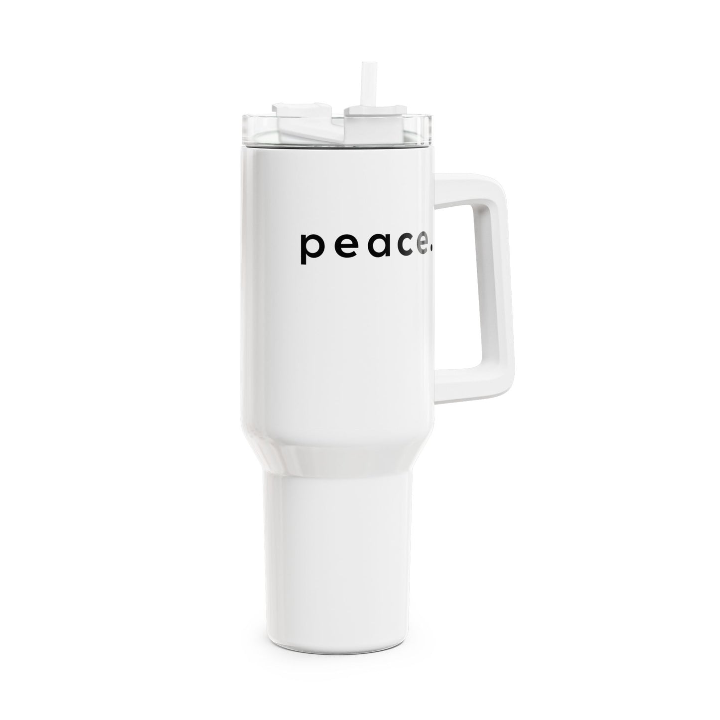 PEACE SCHRIFTZUG FIREDENSBOTSCHAFT • Tumbler mit Henkel & Strohhalm • XXL Reisebecher 1,2L - YOGA SANTA
