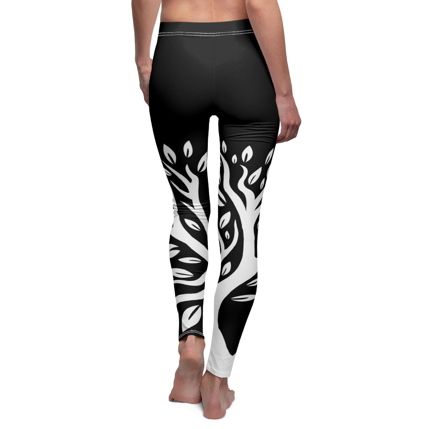 BAUM DES LEBENS • Olivenbaum Pflanzenblätter Naturmotiv • Damen Leggins Schwarz • Beste Leggings für Sport & Freizeit