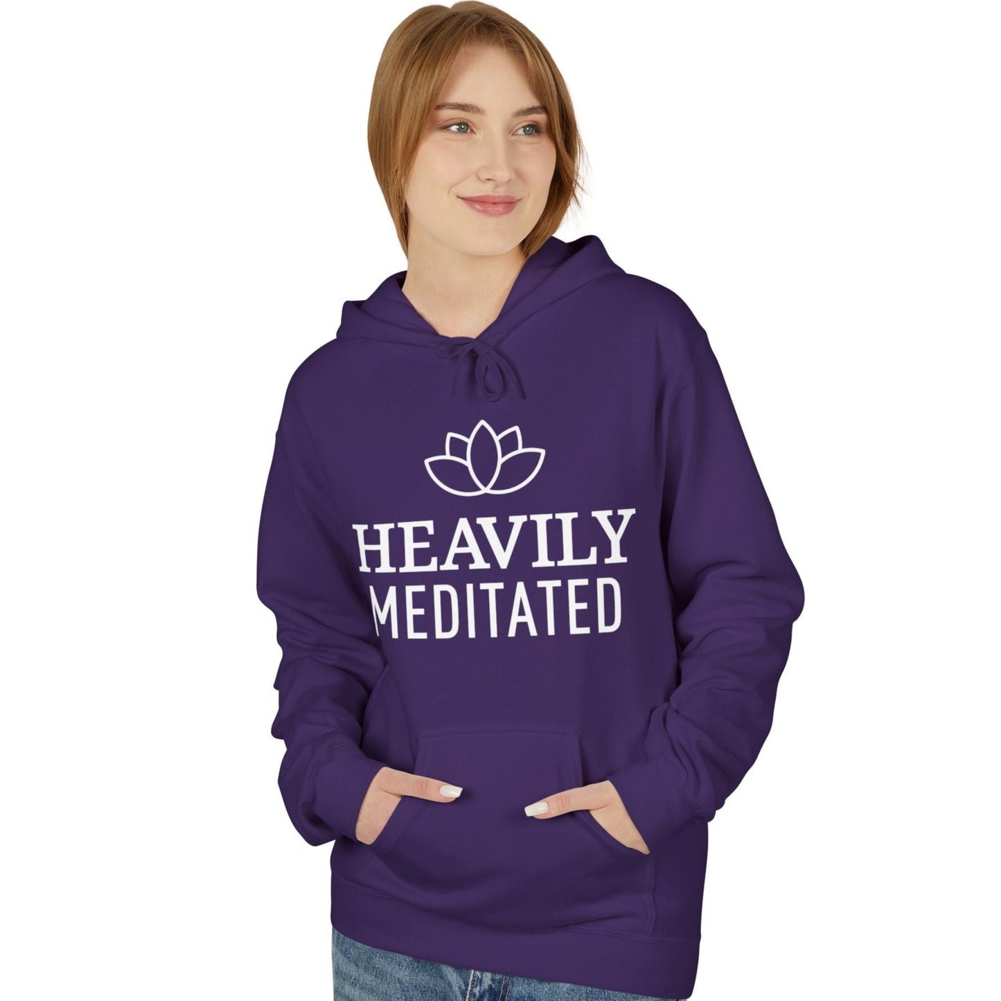 HEAVILY MEDITATED • LOTUSBLÜTE MINIMALISTISCHES DESIGN • Meditations Spruch Geschenkidee • Kuschelweicher Hoodie für Damen & Herren • Baumwolle 🌿 - YOGA SANTA