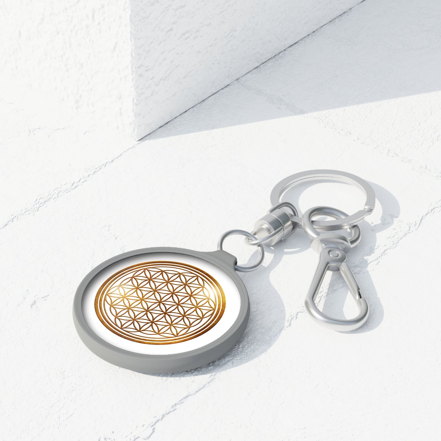 BLUME DES LEBENS GOLDOPTIK • Edler Luxus Schlüsselanhänger mit Karabiner für Frauen & Männer