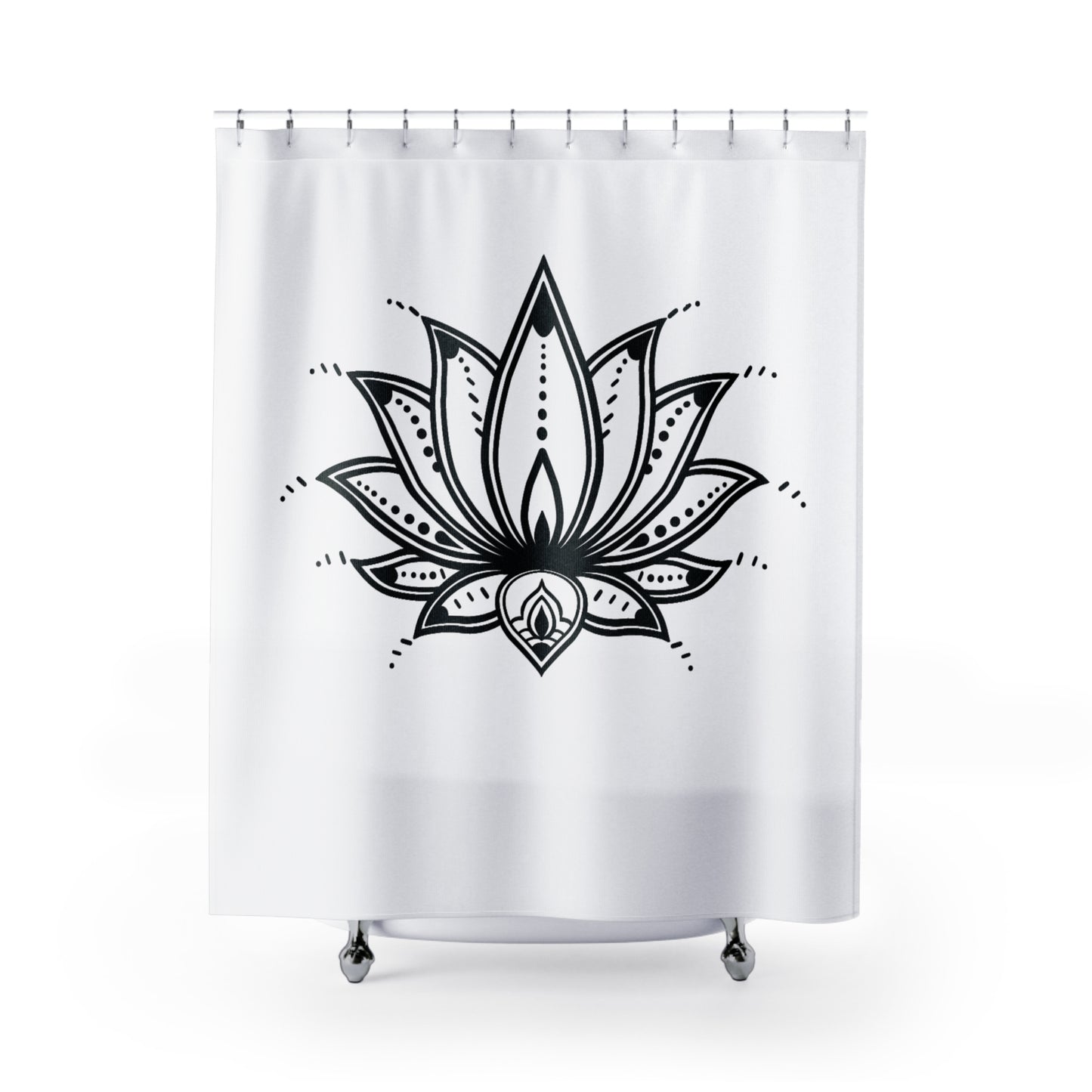 LOTUS BLÜTE BLUMEN DESIGN HANDGEZEICHNET • Duschvorhang 180x200 cm Weiss