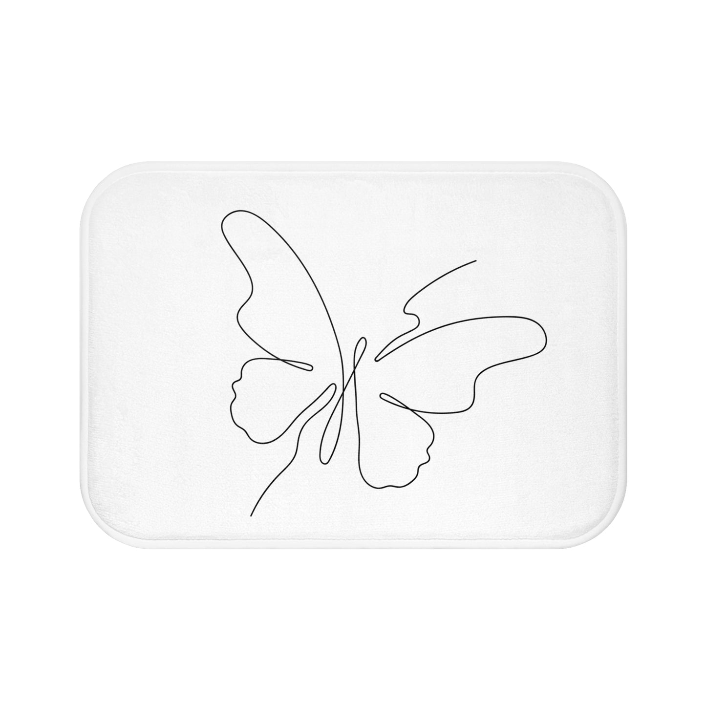 SCHMETTERLING Minimalistische Zeichnung • Badvorleger Weiss / Fussmatte / Badteppich EXTRA Weich • 43 x 61 cm & 53 x 86 cm