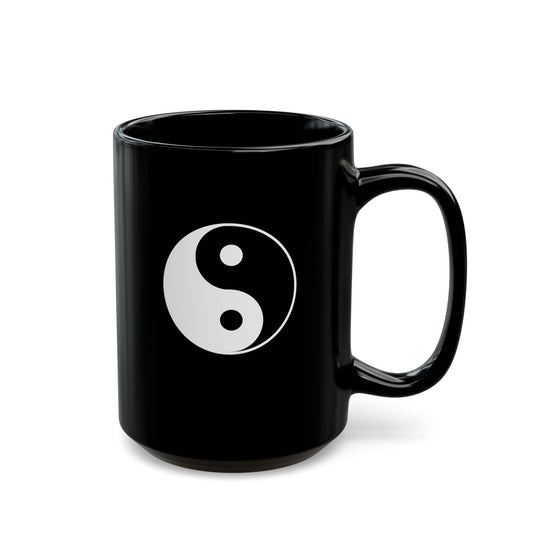 YING YANG • Spirituelles Motiv • 440ml XXL Kaffeebecher Schwarz - YOGA SANTA