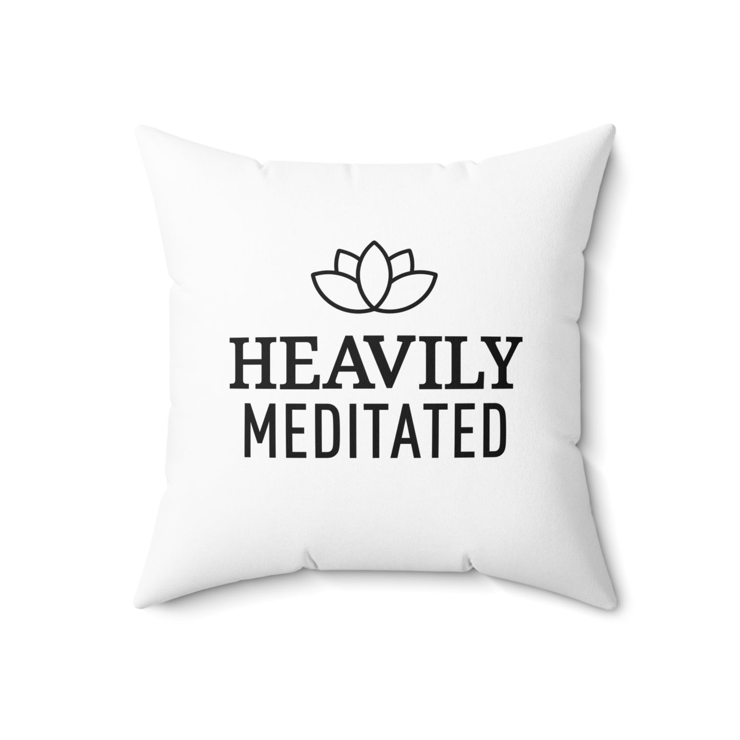 HEAVILY MEDITATED - LOTUSBLÜTE • Yoga Meditations Deko Kissen mit Reißverschluss Quadratisch Weiss - YOGA SANTA