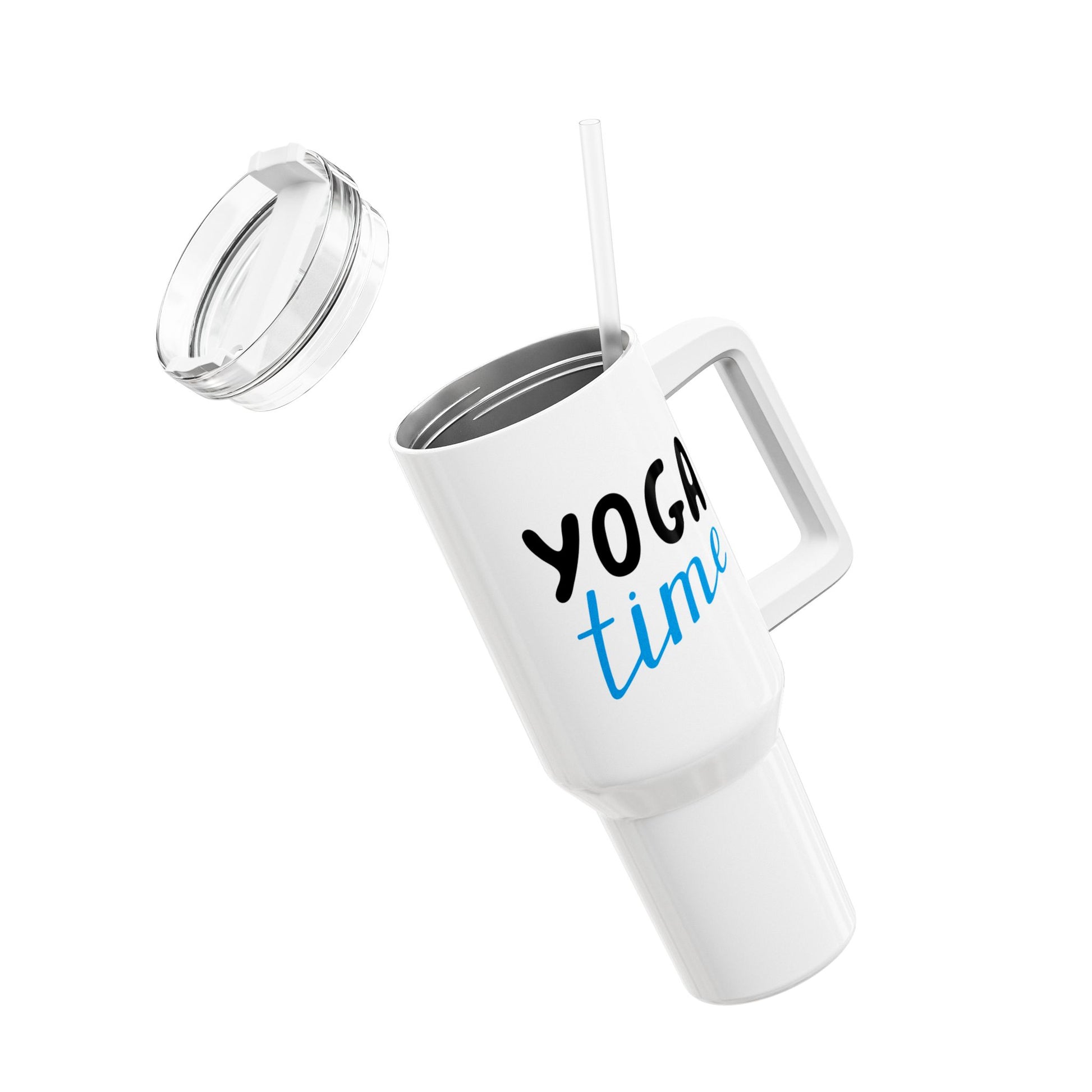 YOGA TIME - YOGA LIEBHABER • Tumbler mit Henkel & Strohhalm • XXL Reisebecher 1,2L - YOGA SANTA