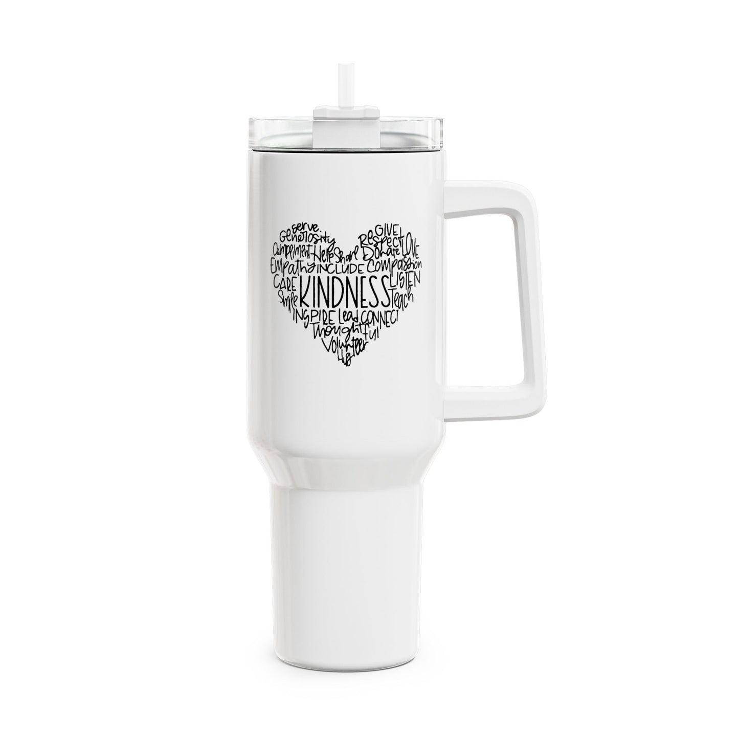 KINDNESS HERZ LIEBESBOTSCHAFT LOVE BEWEIS • Tumbler mit Henkel & Strohhalm • XXL Reisebecher 1,2L