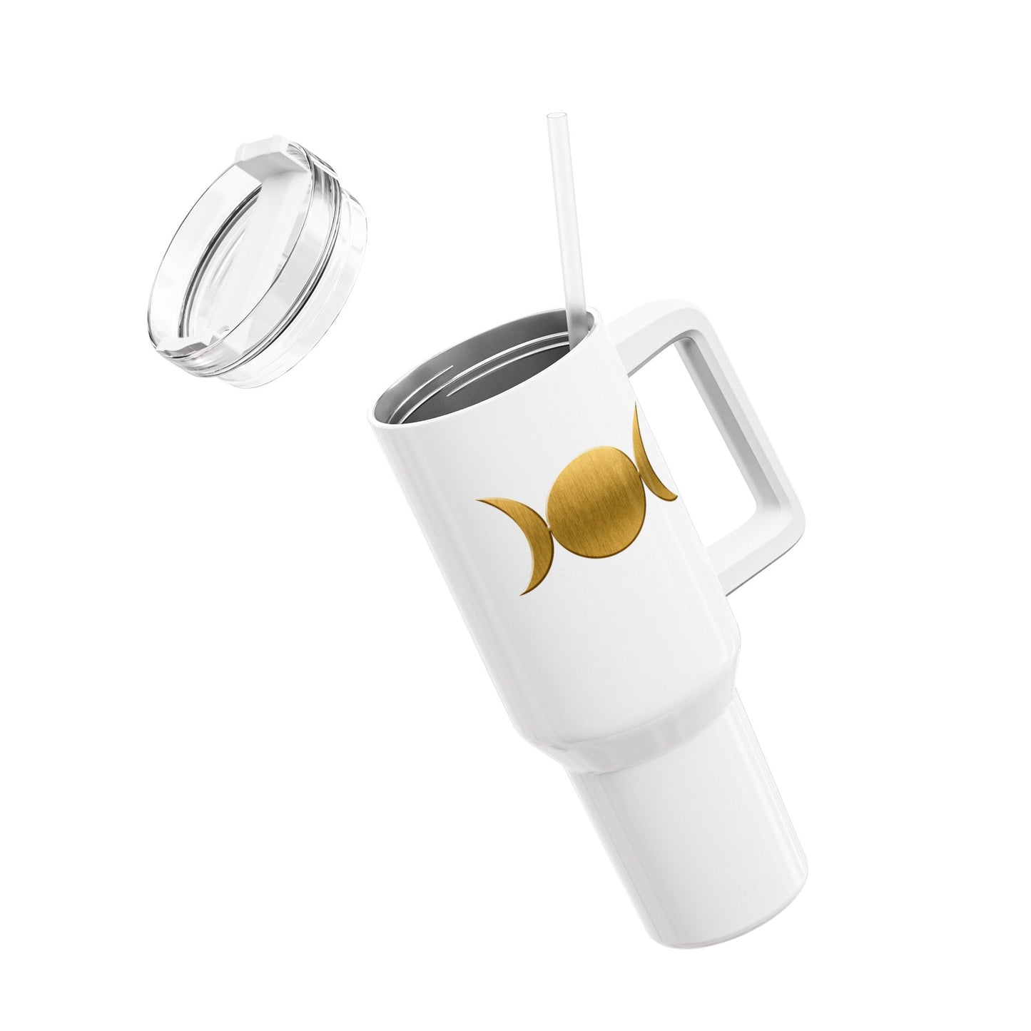 SONNE MOND - MONDPHASEN, MONDZYKLUS • Tumbler mit Henkel & Strohhalm • XXL Reisebecher 1,2L