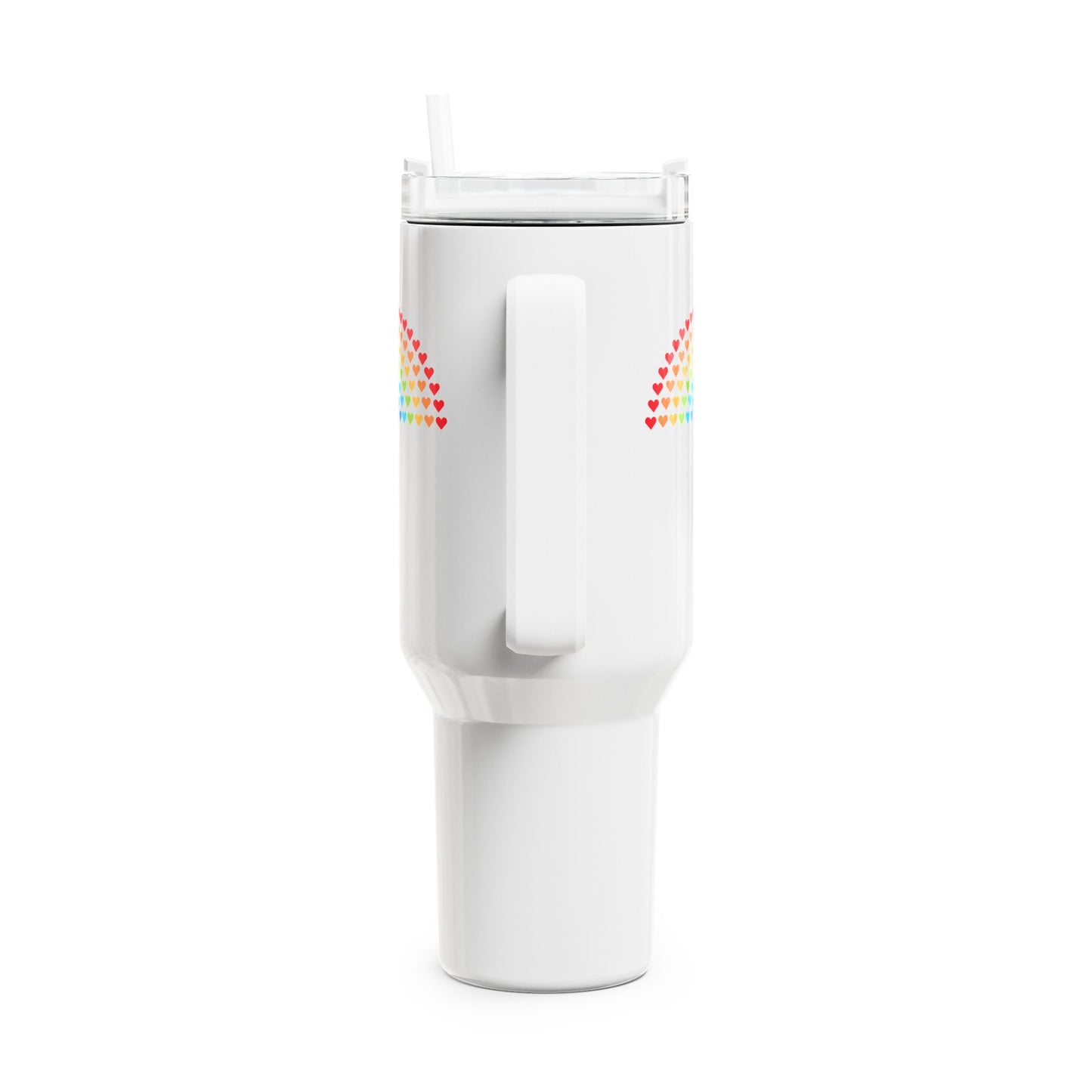 REGENBOGEN FARBEN AUS HERZEN • Tumbler mit Henkel & Strohhalm • XXL Reisebecher 1,2L