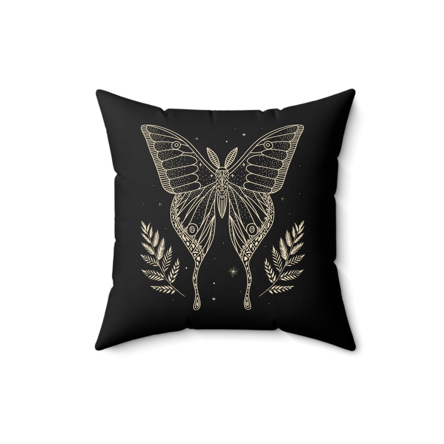 SCHMETTERLING LUXUS DESIGN - WEIßGOLD OPTIK • Deko Kissen mit Reißverschluss Quadratisch Schwarz - YOGA SANTA