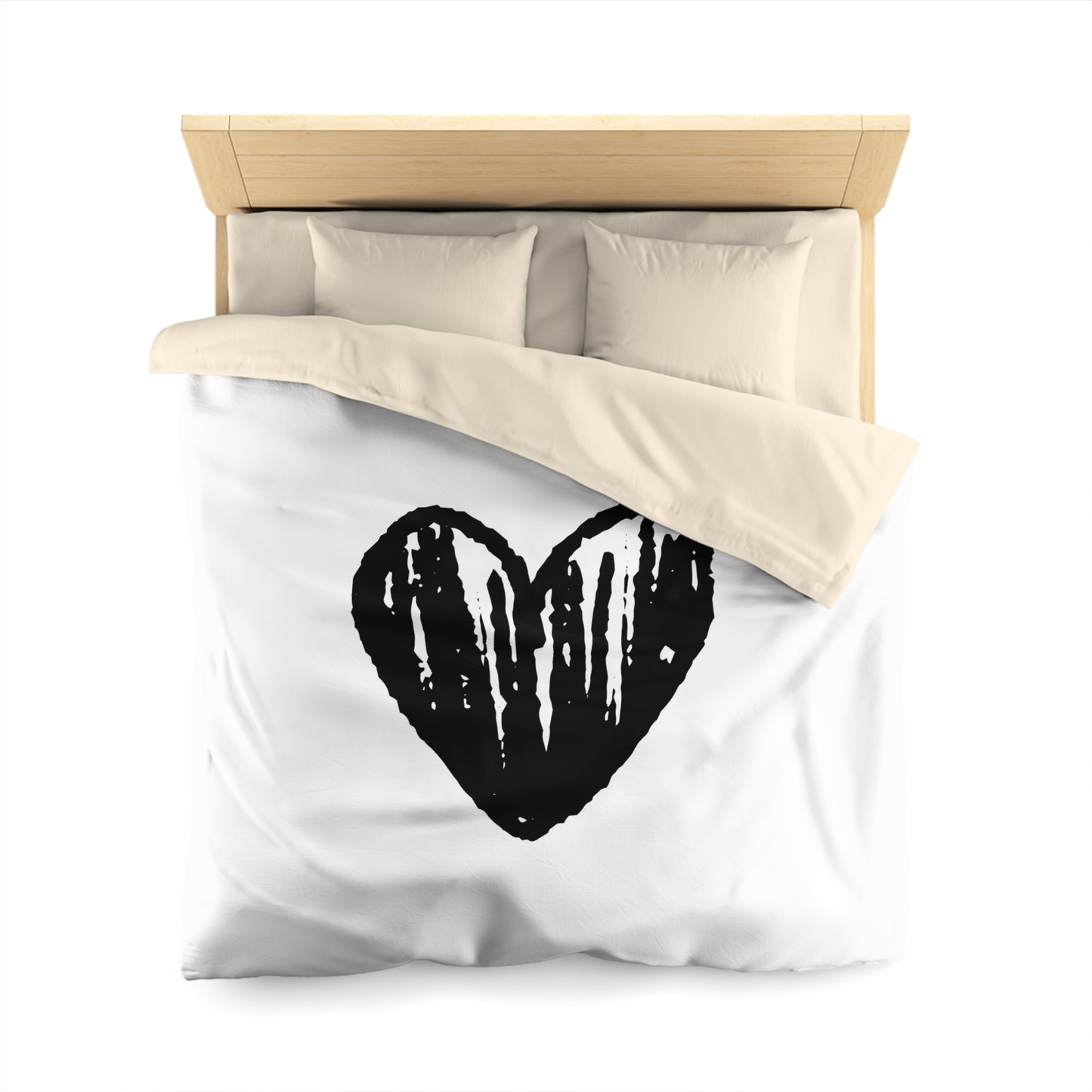 HERZ MOTIV HERZCHEN Handgezeichnet • Luxus Fleece Kuschelweich Bettwäsche 200x200 cm &  220x240 cm