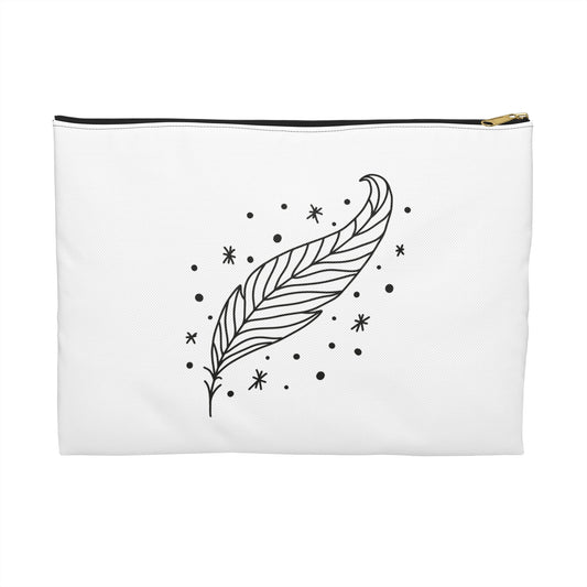 FEDER - SPIRITUELLES MOTIV - INDIANERFEDER MIT STERNEN • Handtaschen Organizer Flach mit Reißverschluss • Groß & Klein