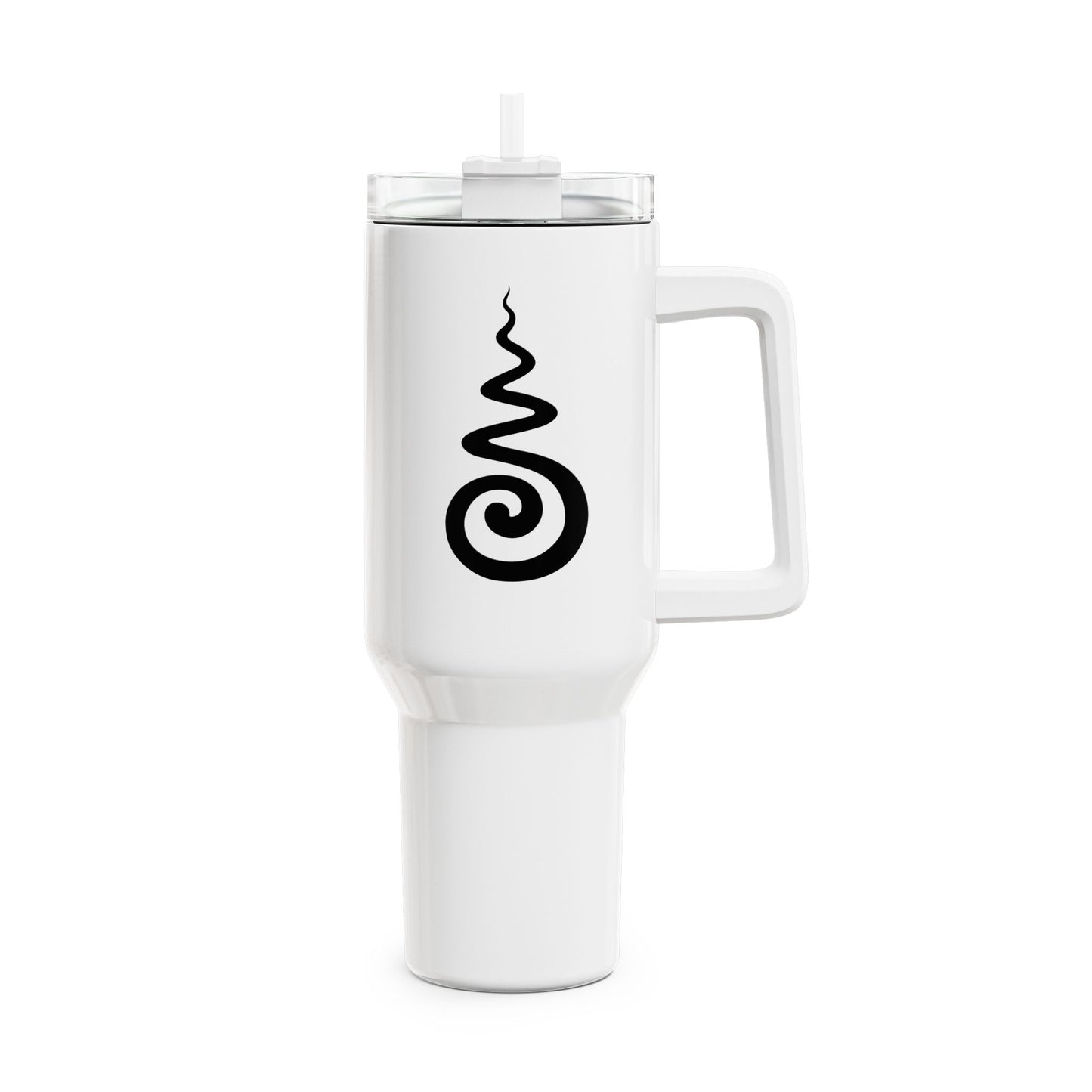 SPIRALE & ENDLOSER KNOTEN - SHRIVATSA - SPIRITUELLES MOTIV • Tumbler mit Henkel & Strohhalm • XXL Reisebecher 1,2L - YOGA SANTA