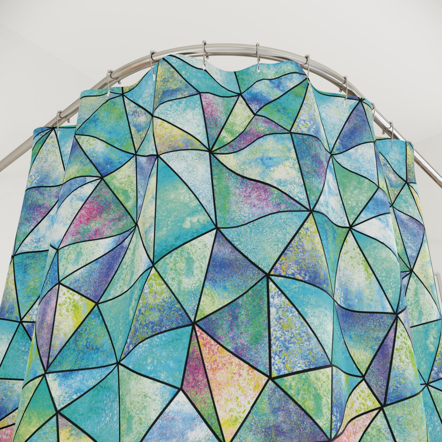 TÜRKISER VORHANG KALEIDOSKOP  • Hochwertiger, Schöner Duschvorhang 180x200 cm