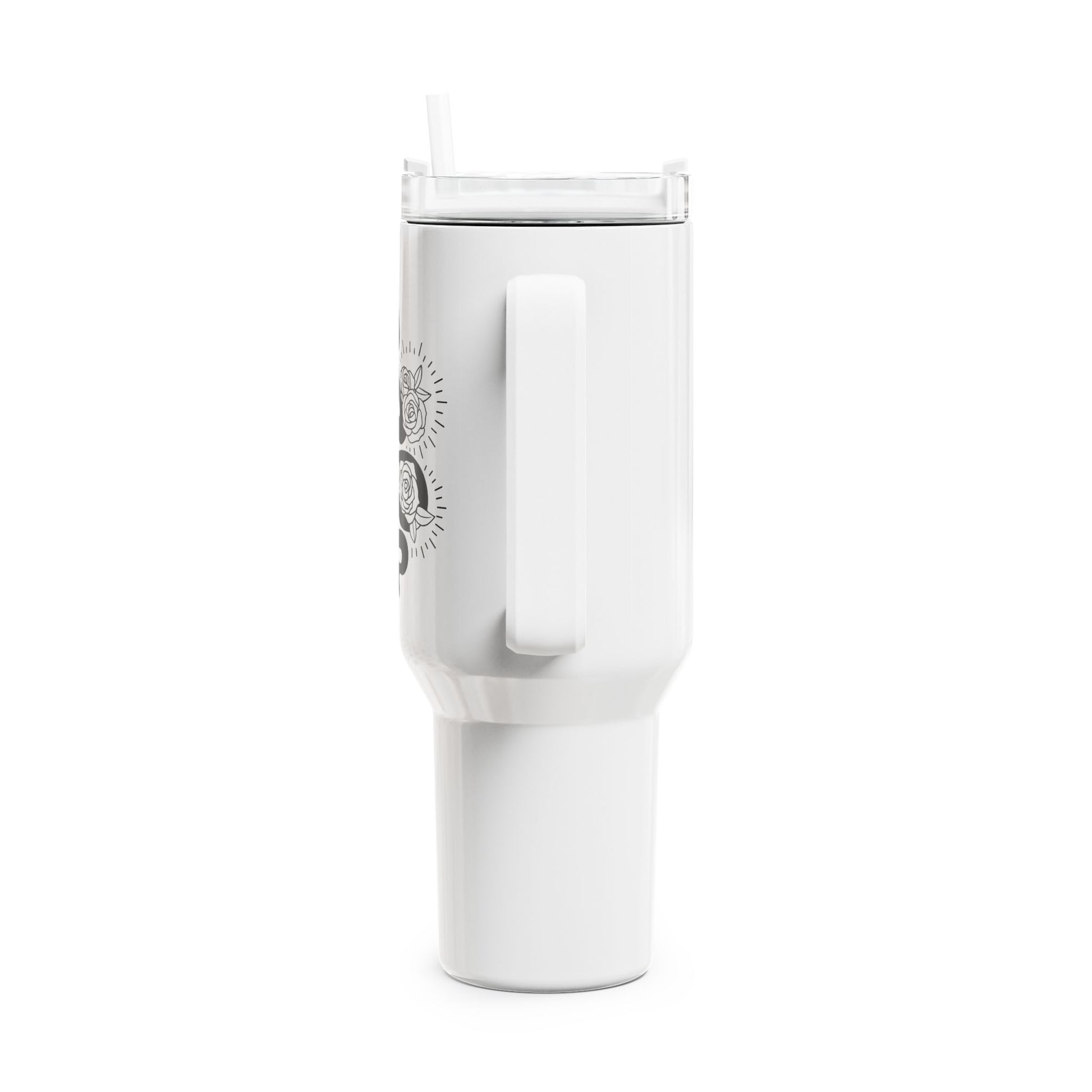 SCHLANGE ROSEN MOND • Spirituelles Motiv Tumbler mit Henkel & Strohhalm • XXL Reisebecher 1,2L - YOGA SANTA