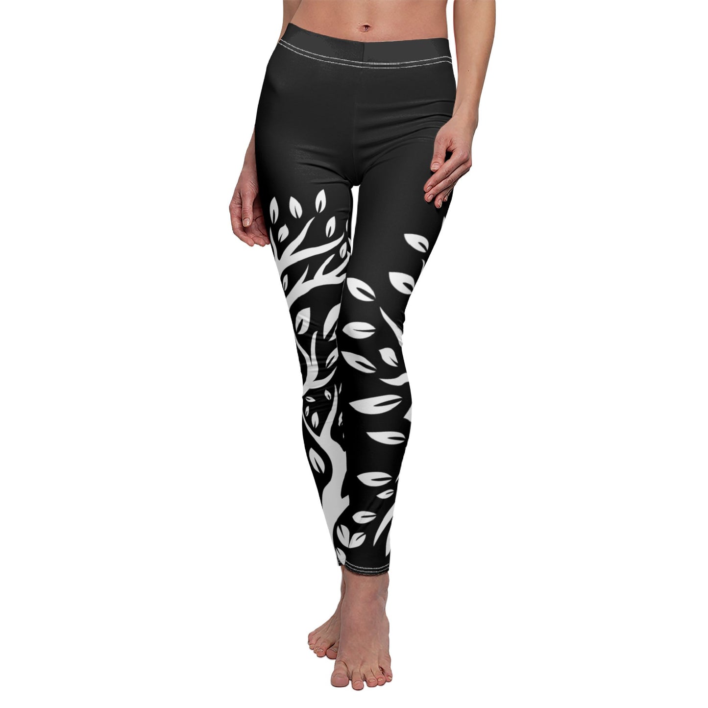 BAUM DES LEBENS • Olivenbaum Pflanzenblätter Naturmotiv • Damen Leggins Schwarz • Beste Leggings für Sport & Freizeit