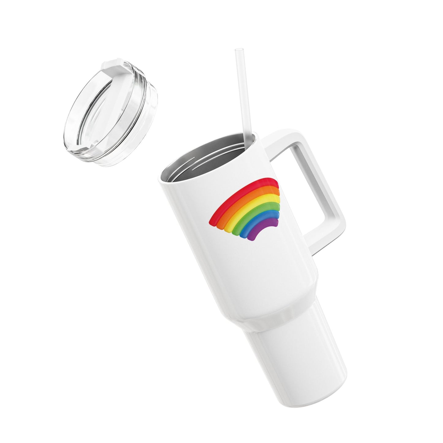 REGENBOGEN LGBTQ • Tumbler mit Henkel & Strohhalm • XXL Reisebecher 1,2L